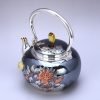 Sculptured and Engraved Nature Pattern Silver Teapot