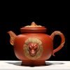 Lion Heads Embossed Purple Zisha Clay Teapot
