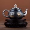 Golden Fish and Lotus Design Silver Teapot