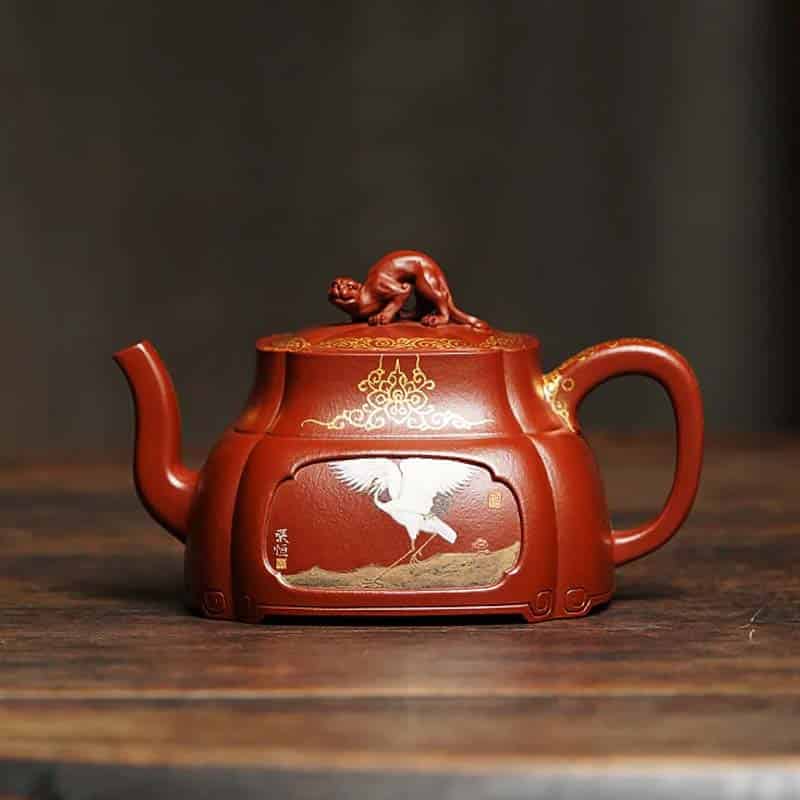 Painted Teapot With Sculptured Lid